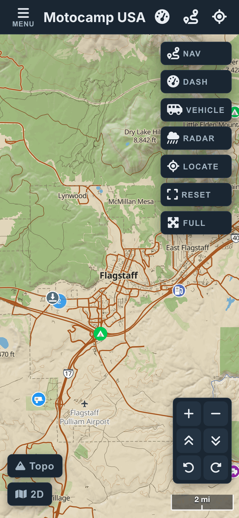 Find the pins on the map, on a phone