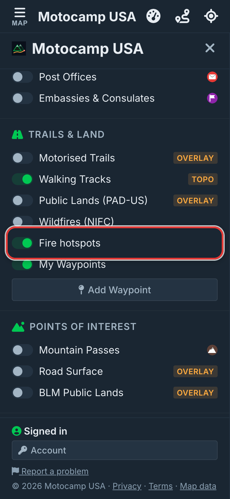Check Fire hotspots is on, on a phone