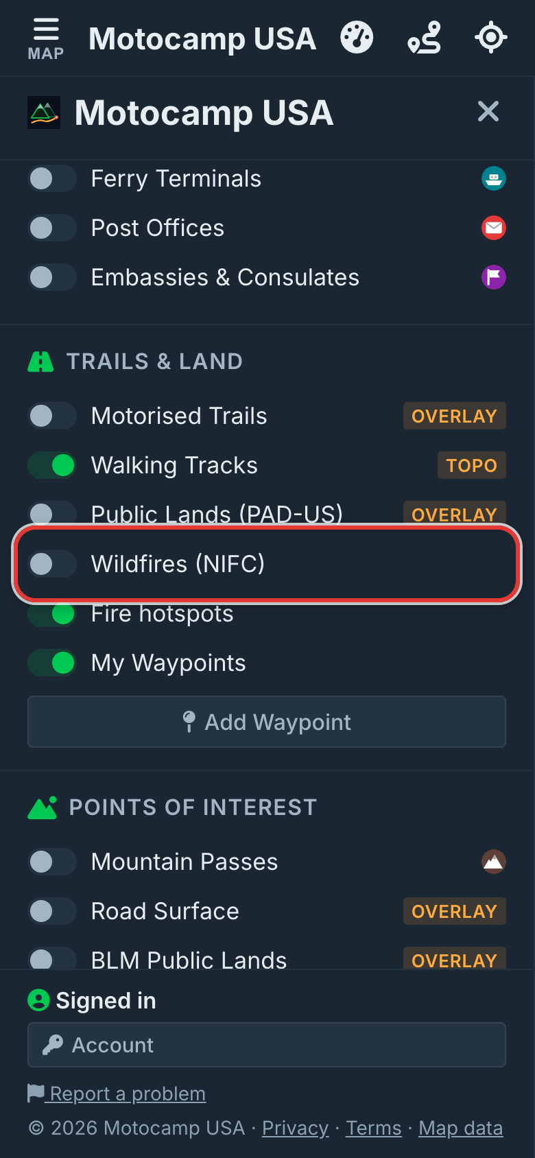 Add official wildfire reports, on a phone