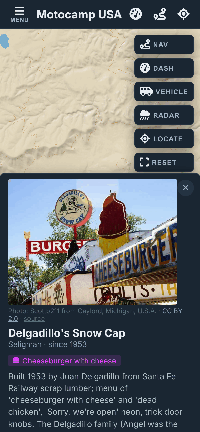 A food stop's card.