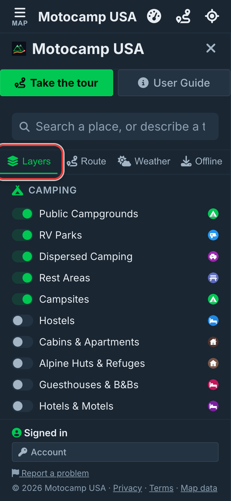 Open Menu, then Layers, on a phone