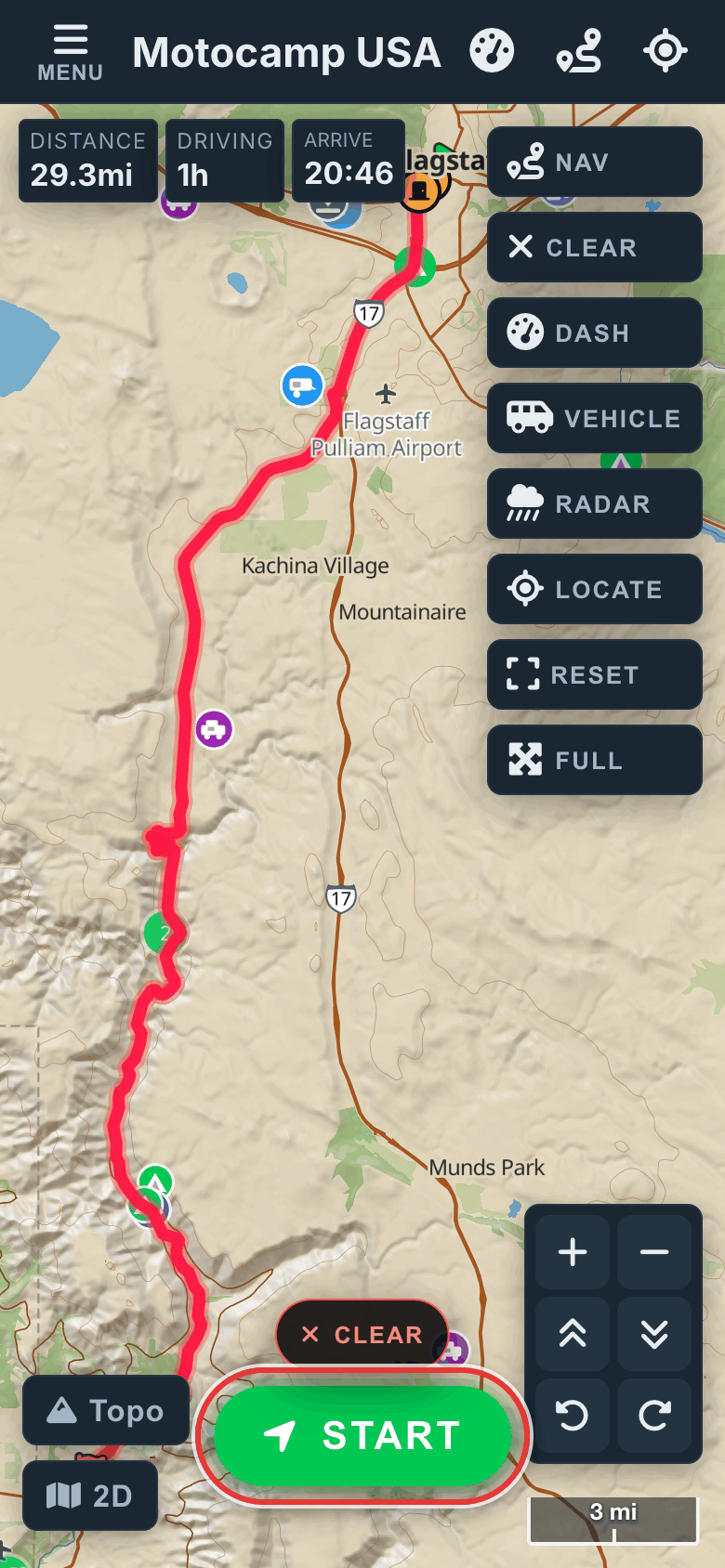 Plan a route, then tap Start, on a phone