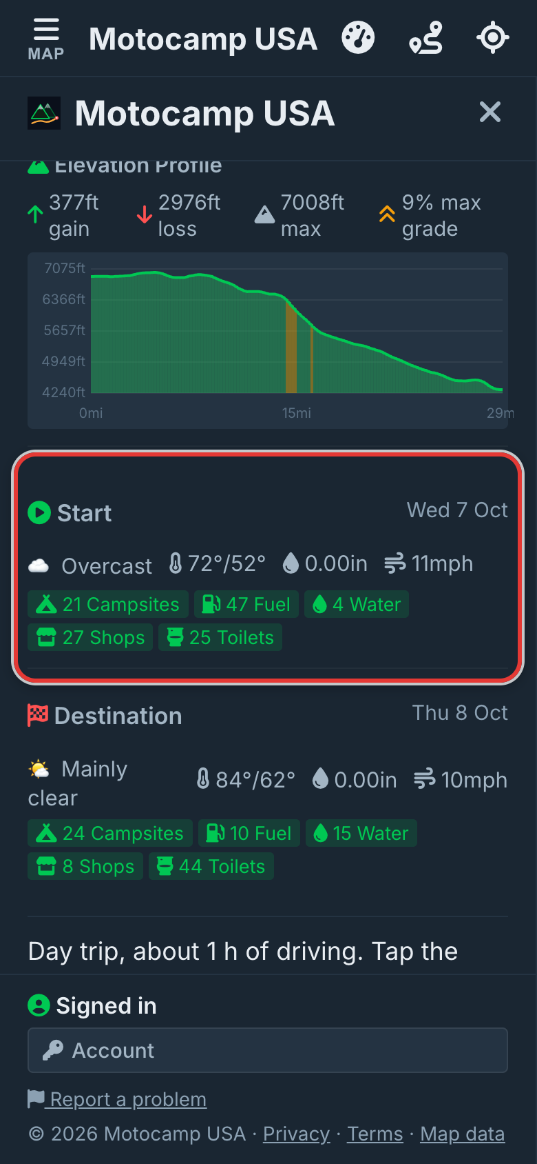 Plan a route, see each stop, on a phone
